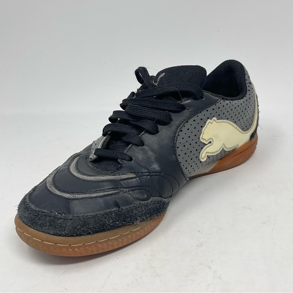 Puma Powercat Shoes Mens 6 Black Leather Suede Indoor Soccer Sneakers Trainers - Picture 9 of 16